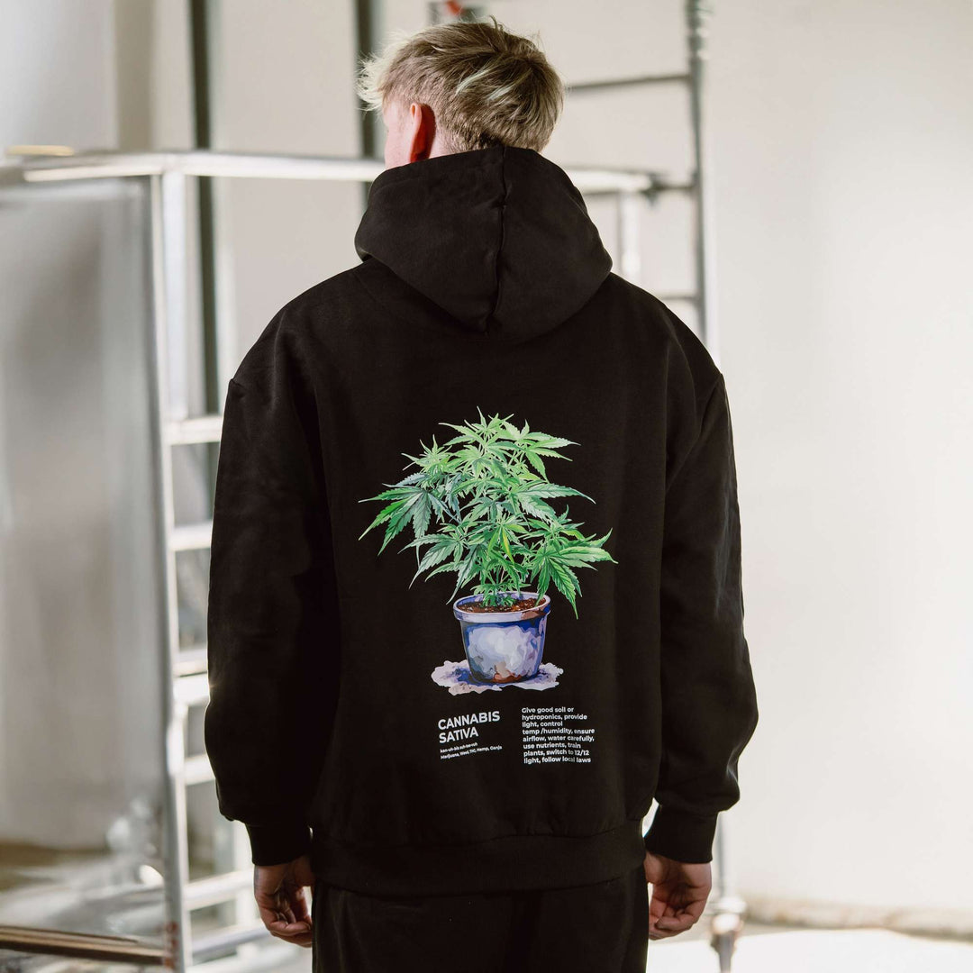 Cannabis Sativa Hoodie schwarz Oversized